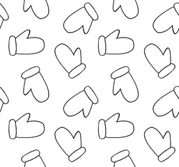 Vector seamless pattern of hand drawn doodle sketch mitten isolated on white background
