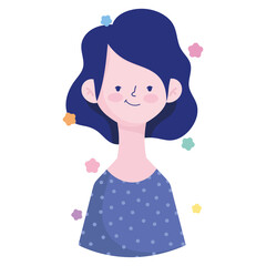 woman short hair portrait character avatar in cartoon