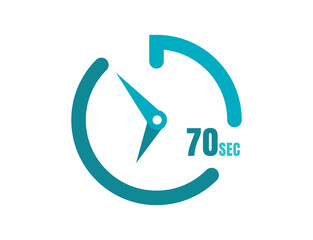 Timer 70 sec Simple icon design, 70 second timer clocks. 70 sec stopwatch icons