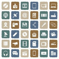 Media Icons. Grunge Color Flat Design. Vector Illustration.