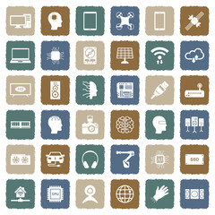 Modern Technology Icons. Grunge Color Flat Design. Vector Illustration.