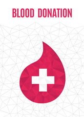 Poster with Geometric Art of Blood Donation for Use in Design. EPS10 Vector Logo, Vector Modern Polygon Illustration