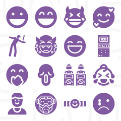 16 pack of laugh  filled web icons set