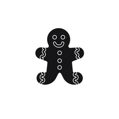 Vector flat black colored ginger bread isolated on white background