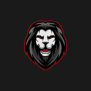 Lion Head Mascot Logo - Animals Mascot E-sports Logo Vector Illustration Design Concept.