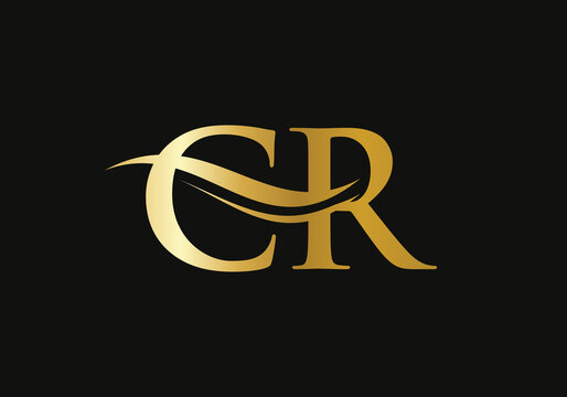 Creative and Minimalist Letter CR Logo Design with water wave concept. CR letter logo design
