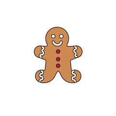 Vector flat colored ginger bread isolated on white background