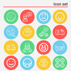 16 pack of flashing  lineal web icons set
