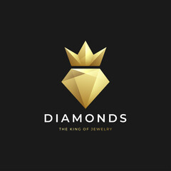 Obraz premium luxury diamond with crown logo design