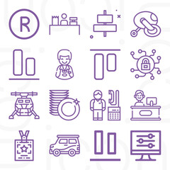 16 pack of registration  lineal web icons set