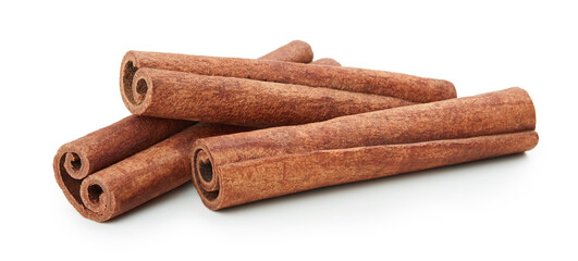 Cinnamon sticks isolated on white background. Cinnamon packaging