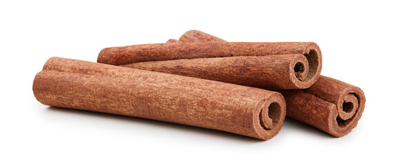Cinnamon sticks isolated on white background. Cinnamon packaging