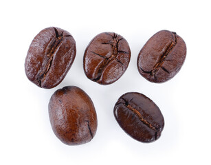 coffee bean isolated on black background.