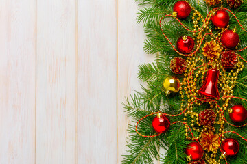 Christmas background with decorated wreath