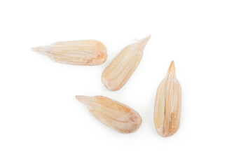 Healthy sun-flower seeds on a white background