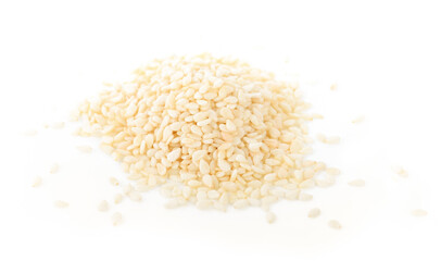 white Sesame Seeds on white background