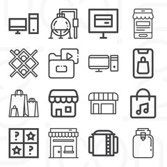 16 pack of digital computer  lineal web icons set