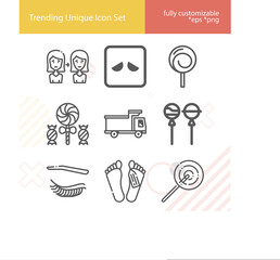 Simple set of stiff related lineal icons.