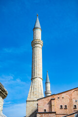 Istanbul, Turkey - September 2020: The streets of picturesque Istanbul with historical architecture and recognizable minarets of mosques