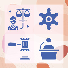 Simple set of law firm related filled icons