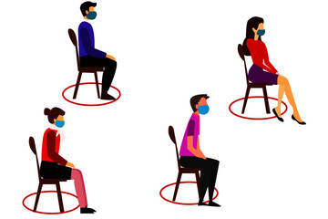 people maintaining social distance