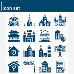 Simple set of town related filled icons.