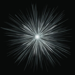 white outline elements with gray combination isolated on black background.
 illustration of bursts of starlight rays