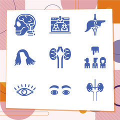 Simple set of 9 icons related to interdisciplinary