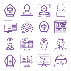 16 pack of gregory  lineal web icons set