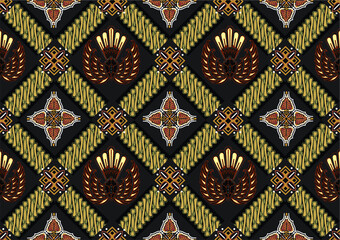 Indonesian batik motifs with very distinctive plant patterns. Exclusive background. EPS 10