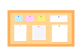 Bulletin board Scrapbook with rectangular paper, in line, stickers and colorful buttons