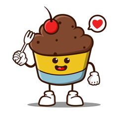 cute cupcake cartoon mascot character