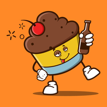 cute cupcake cartoon mascot character