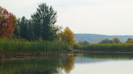autumn landscape with lake and trees