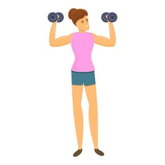 Woman bodybuilder with dumbbell icon. Cartoon of woman bodybuilder with dumbbell vector icon for web design isolated on white background