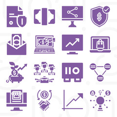 16 pack of earnings  filled web icons set