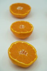 tangerine or mandarin isolated on white background. Top view. Flat lay
