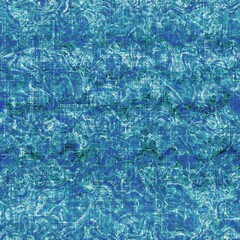Teal blue wave weathered grunge  texture background. Summer coastal farmhouse living home decor.  Ocean sea swirl material. Worn turquoise dyed beach textile seamless pattern. Cloth fabric effect