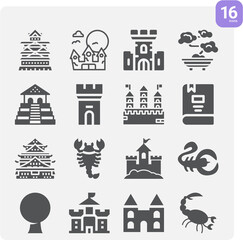Simple set of ruins related filled icons.