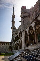 Fototapeta premium Istanbul, Turkey - September 2020: The Blue Mosque or Sultanahmet Camii is the biggest mosque in Istanbul and is a great tourist attraction.