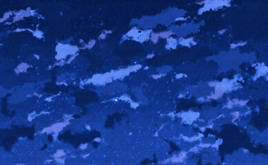青色の夜空の雲と星空背景イメージ素材