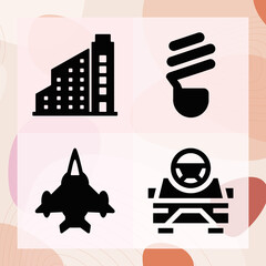 Simple set of industrialization related filled icons