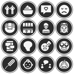 16 pack of anxiety  filled web icons set