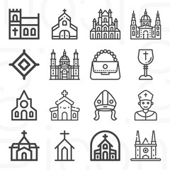 16 pack of catholics  lineal web icons set