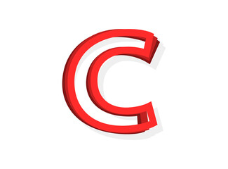 C letter vector, modern outline layers design font with red color. Eps10 illustration