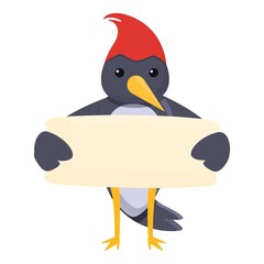 Woodpecker read paper icon. Cartoon of woodpecker read paper vector icon for web design isolated on white background