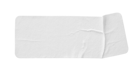 Blank white paper sticker label isolated on white background
