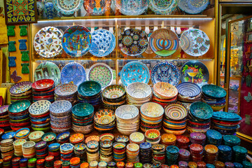 Istanbul, Turkey - September 2020: Grand Bazaar in Istanbul as one of the largest and oldest covered markets in the world