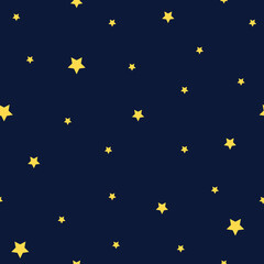 Vector seamless Pattern with stars on blue background.