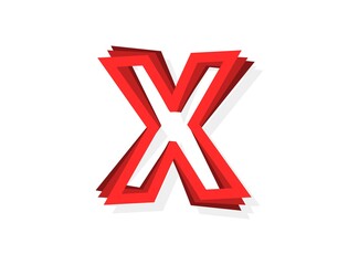 X letter vector, modern outline layers design font with red color. Eps10 illustration